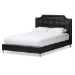 Baxton Studio Carlotta Black Modern Bed with Upholstered Headboard - Queen Size - BSOBBT6376-Black-Queen