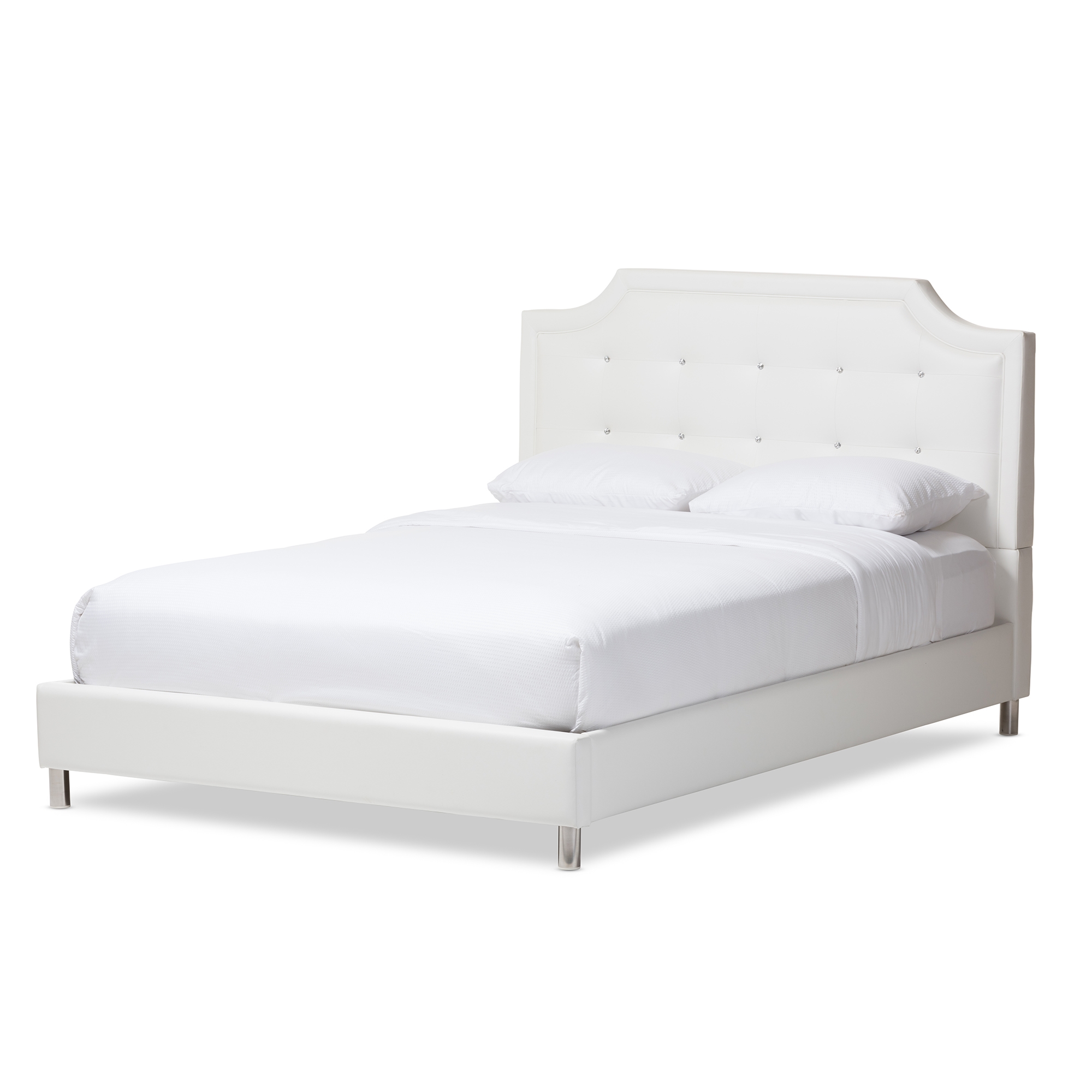 Baxton Studio Carlotta White Modern Bed With Upholstered