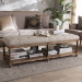 Baxton Studio Celeste French Country Weathered Oak Beige Linen Upholstered Ottoman Bench - BSOTSF-9336-Beige-Bench