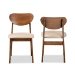 Baxton Studio Damara Mid-Century Modern Sand Fabric Upholstered and Walnut Brown Finished Wood 2-Piece Dining Chair Set - BSORH367C-Sand/Walnut Flat Seat-DC-2PK