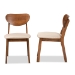 Baxton Studio Damara Mid-Century Modern Sand Fabric Upholstered and Walnut Brown Finished Wood 2-Piece Dining Chair Set - BSORH367C-Sand/Walnut Flat Seat-DC-2PK