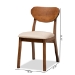 Baxton Studio Damara Mid-Century Modern Sand Fabric Upholstered and Walnut Brown Finished Wood 2-Piece Dining Chair Set - BSORH367C-Sand/Walnut Flat Seat-DC-2PK