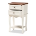 Baxton Studio Darla Classic and Traditional French White and Cherry Brown Finished Wood 2-Drawer End Table - BSOJY-132041-2DW ET