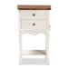 Baxton Studio Darla Classic and Traditional French White and Cherry Brown Finished Wood 2-Drawer End Table - BSOJY-132041-2DW ET