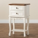 Baxton Studio Darla Classic and Traditional French White and Cherry Brown Finished Wood 2-Drawer End Table - BSOJY-132041-2DW ET