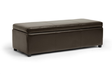 Baxton Studio Dennehy Dark Brown Modern Ottoman Affordable modern furniture in Chicago, Dennehy Black Modern Ottoman, Living Room Furniture Chicago