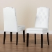 Baxton Studio Dylin Modern and Contemporary White Faux Leather Button-Tufted Nail heads Trim Dining Chair - BSOBBT5158-White