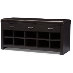 Baxton Studio Espresso Entryway Bench Affordable modern furniture in Chicago, Espresso Entryway Bench, Foyer Furniture Chicago