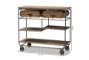 Baxton Studio Grant Vintage Rustic Industrial Oak Brown Finished Wood and Black Finished Metal 2-Drawer Kitchen Cart - BSOJY20A069-Oak-Cart