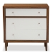 Baxton Studio Harlow Mid-century Modern Scandinavian Style White and Walnut Wood 3-drawer Chest - BSOFP-6782-Walnut/White