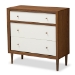 Baxton Studio Harlow Mid-century Modern Scandinavian Style White and Walnut Wood 3-drawer Chest - BSOFP-6782-Walnut/White