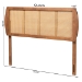 Baxton Studio Harris Mid-Century Modern Ash Walnut Finished Wood and Synthetic Rattan King Size Headboard - BSOMG9734-Ash Walnut Rattan-HB-King
