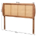 Baxton Studio Harris Mid-Century Modern Ash Walnut Finished Wood and Synthetic Rattan Queen Size Headboard - BSOMG9734-Ash Walnut Rattan-HB-Queen