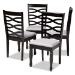 Baxton Studio Lanier Modern and Contemporary Gray Fabric Upholstered Espresso Brown Finished Wood Dining Chair Set of 4 - BSORH318C-Grey/Dark Brown-DC-4PK