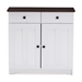 Baxton Studio Lauren Modern and Contemporary Two-tone White and Dark Brown Buffet Kitchen Cabinet  - BSODR 883400-White/Wenge