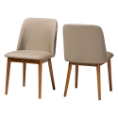Baxton Studio Lavin Mid-Century Dark Walnut Beige Faux Leather Dining Chairs Dining Chairs/Light Brown/ Mid-Century/Wood/Faux Leather/Beige