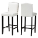 Baxton Studio Libra White Modern Bar Stool with Nail Head Trim (Set of 2) - BSOBBT5111 Bar Stool-White
