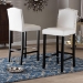 Baxton Studio Libra White Modern Bar Stool with Nail Head Trim (Set of 2) - BSOBBT5111 Bar Stool-White