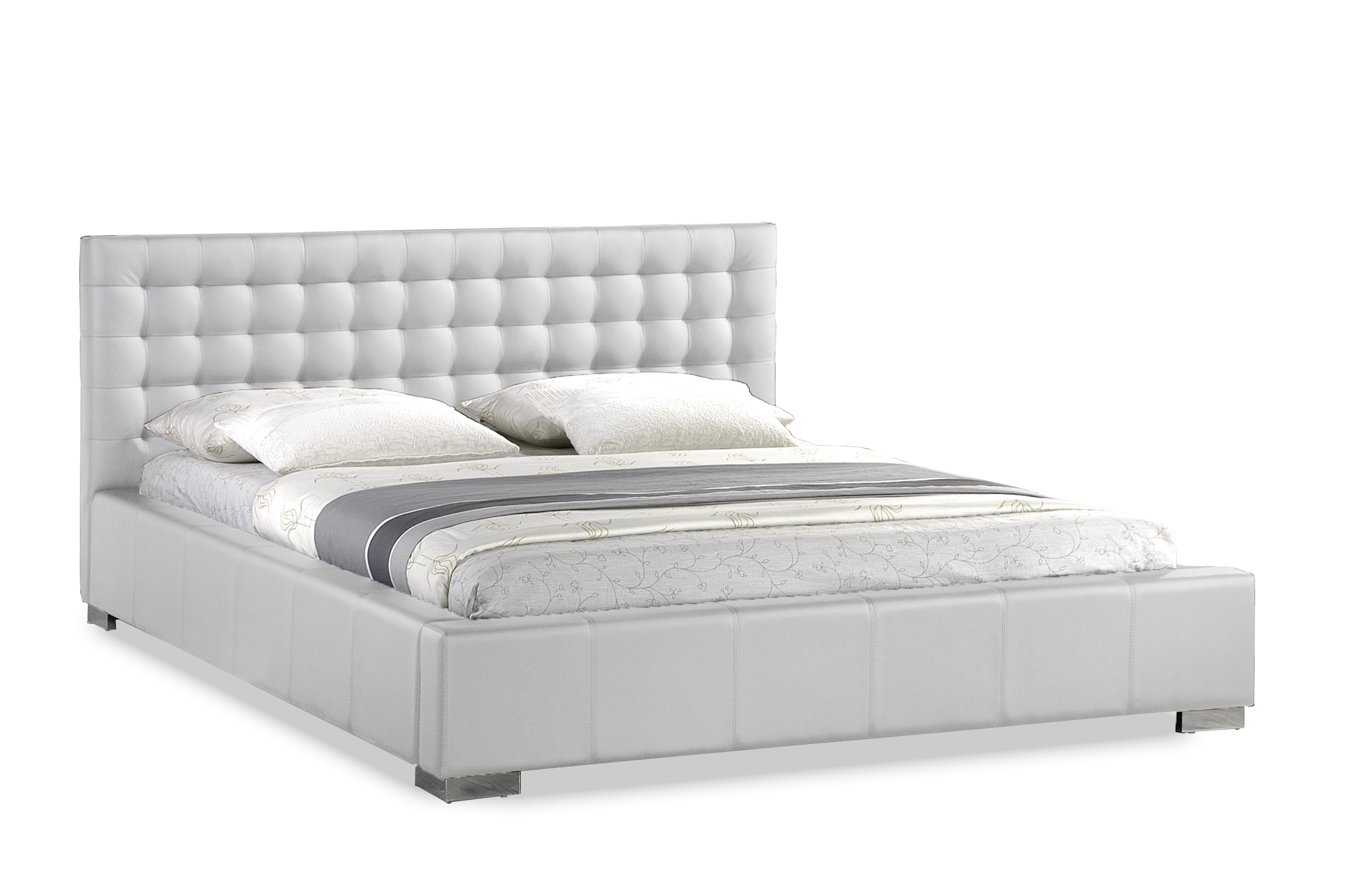 Madison White Modern Bed With, Modern White Bed Frame