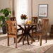 Baxton Studio Mare Modern and Contemporary Transitional Walnut Brown Finished Wood 5-Piece Dining Set - BSOMare-Walnut-5PC Dining Set