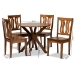Baxton Studio Mare Modern and Contemporary Transitional Walnut Brown Finished Wood 5-Piece Dining Set - BSOMare-Walnut-5PC Dining Set