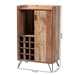 Baxton Studio Mathis Modern and Contemporary Rustic Brown Finished Wood and Black Metal Wine Storage Cabinet - BSOWC8000-Rustic-Wine Cabinet