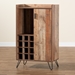 Baxton Studio Mathis Modern and Contemporary Rustic Brown Finished Wood and Black Metal Wine Storage Cabinet - BSOWC8000-Rustic-Wine Cabinet