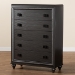 Baxton Studio Moonstone Modern Transitional Dark Grey Finished Wood 5-Drawer Chest - BSOMoonstone-Chest