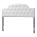 Baxton Studio Morris Modern and Contemporary Queen Size White Faux Leather Upholstered Button-tufted Scalloped Headboard - BSOBBT6496-White-Queen HB