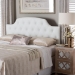 Baxton Studio Morris Modern and Contemporary Queen Size White Faux Leather Upholstered Button-tufted Scalloped Headboard - BSOBBT6496-White-Queen HB