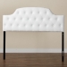 Baxton Studio Morris Modern and Contemporary Queen Size White Faux Leather Upholstered Button-tufted Scalloped Headboard - BSOBBT6496-White-Queen HB