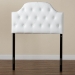Baxton Studio Morris Modern and Contemporary White Faux Leather Upholstered Button-Tufted Scalloped Twin Size Headboard - BSOBBT6496-White-Twin HB