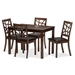 Baxton Studio Mozaika Black Leather Contemporary 5-Piece Dining Set - BSOPCH 254SQ(S3)-DT/PCH 6339-DC(4)