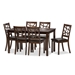 Baxton Studio Mozaika Wood and Leather Contemporary 7-Piece Dining Set - BSOPCH305SQ (S3)/PCH 6339-DC(6)