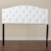 Baxton Studio Myra Modern and Contemporary Queen Size White Faux Leather Upholstered Button-tufted Scalloped Headboard - BSOBBT6505-White-Queen HB