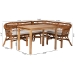 Baxton Studio Nella Modern Bohemian Natural Brown Finished Wood and Rattan 3-Piece Dining Nook Set - BSONella-Natural/Light Honey Rattan-3PC Dining Set