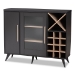 Baxton Studio Pietro Mid-Century Modern Dark Grey and Oak Finished Wine Cabinet - BSOSEWC160071WI-Dark Grey/Hana Oak