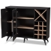 Baxton Studio Pietro Mid-Century Modern Dark Grey and Oak Finished Wine Cabinet - BSOSEWC160071WI-Dark Grey/Hana Oak