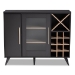 Baxton Studio Pietro Mid-Century Modern Dark Grey and Oak Finished Wine Cabinet - BSOSEWC160071WI-Dark Grey/Hana Oak