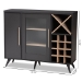 Baxton Studio Pietro Mid-Century Modern Dark Grey and Oak Finished Wine Cabinet - BSOSEWC160071WI-Dark Grey/Hana Oak