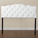 Baxton Studio Rita Modern and Contemporary Full Size White Faux Leather Upholstered Button-tufted Scalloped Headboard - BSOBBT6503-White-Full HB