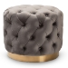 Baxton Studio Valeria Glam Gray Velvet Fabric Upholstered Gold-Finished Button Tufted Ottoman - BSOTSFOT030-Slate Grey/Gold-Otto
