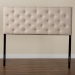 Baxton Studio Viviana Modern and Contemporary Light Beige Fabric Upholstered Button-tufted Queen Size Headboard - BSOBBT6506-Light Beige-Queen HB