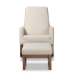 Baxton Studio Yashiya Mid-century Retro Modern Light Beige Fabric Upholstered Rocking Chair and Ottoman Set - BSOBBT5200-Light Beige Set