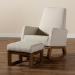 Baxton Studio Yashiya Mid-century Retro Modern Light Beige Fabric Upholstered Rocking Chair and Ottoman Set - BSOBBT5200-Light Beige Set
