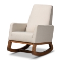 Baxton Studio Yashiya Mid-century Retro Modern Light Beige Fabric Upholstered Rocking Chair Affordable modern furniture in Chicago, classic living room furniture, modern rocking chairs, cheap rocking chairs