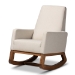 Baxton Studio Yashiya Mid-century Retro Modern Light Beige Fabric Upholstered Rocking Chair - BSOBBT5199-Light Beige