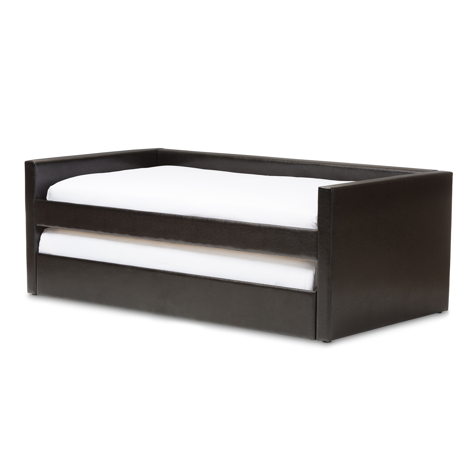 Baxton Studio Risom Modern And, Black Leather Twin Bed