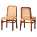 bali & pari Caspia Mid-Century Modern Walnut Brown Mahogany Wood and Natural Rattan 2-Piece Dining Chair Set - BSOCaspia-Teak-DC