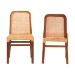 bali & pari Caspia Mid-Century Modern Walnut Brown Mahogany Wood and Natural Rattan 2-Piece Dining Chair Set - BSOCaspia-Teak-DC